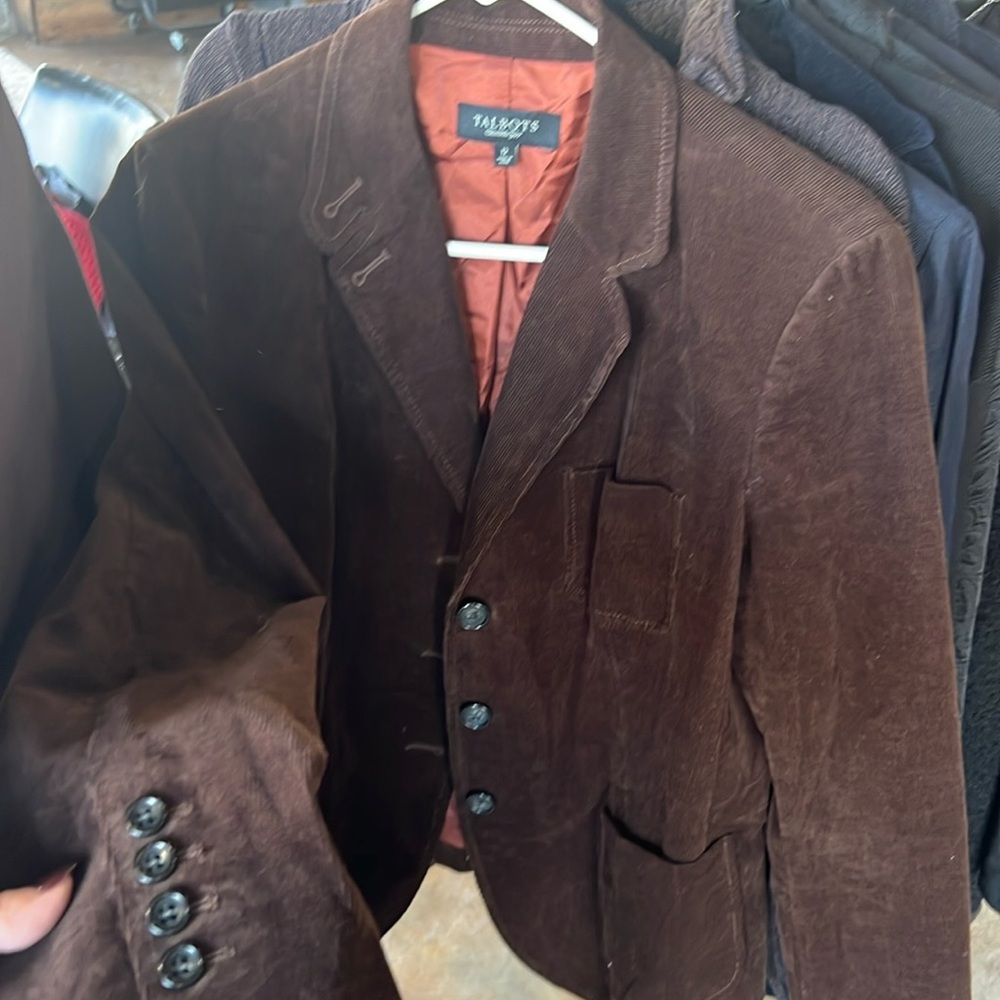 Talbots perfect chocolate brown 98% cotton blend blazer jacket size 12